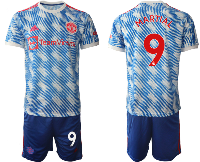 Men 2021-2022 Club Manchester United away blue #9 Soccer Jersey->customized soccer jersey->Custom Jersey